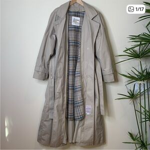 London Fog | Sand Zip Out Houndstooth Lining Maxi Length Belted Trench Coat 10R